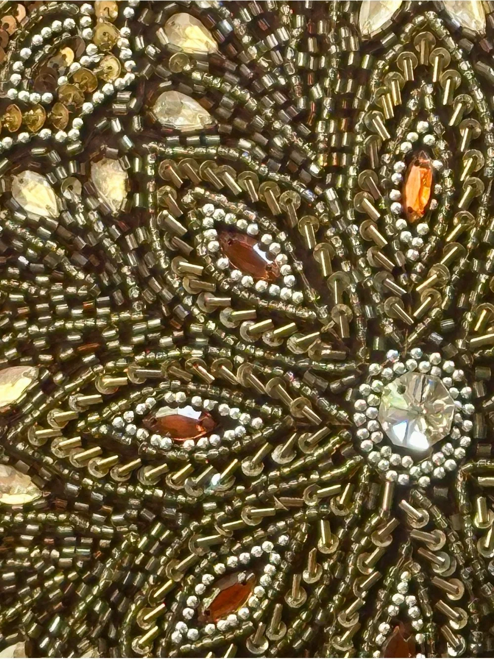 Piper Brown Pillow with Gold Beaded Medallion Embellishment